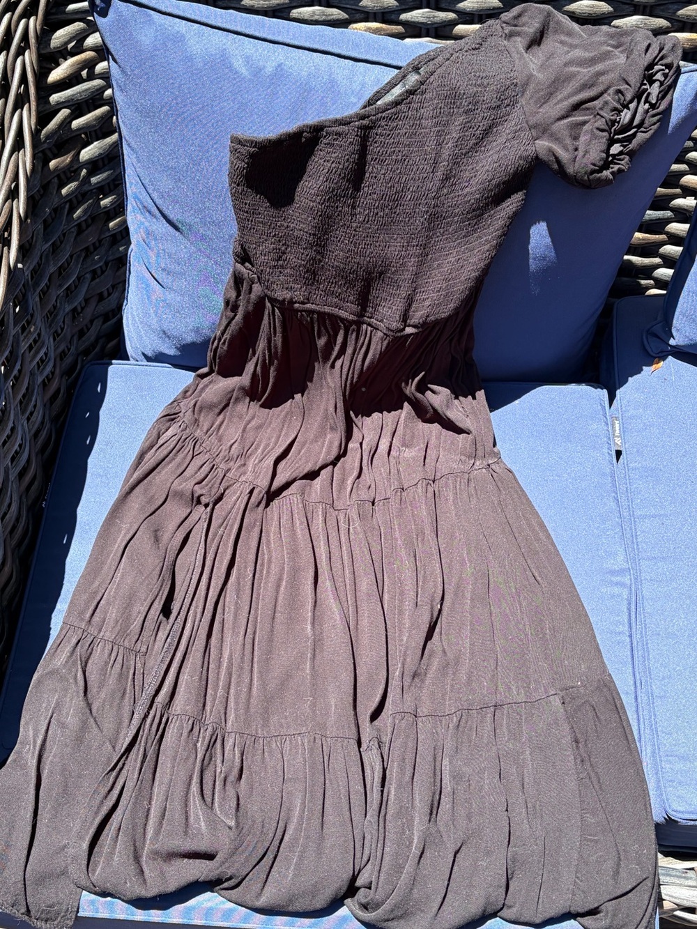 Zesica black One-Shoulder Tiered Maxi Dress